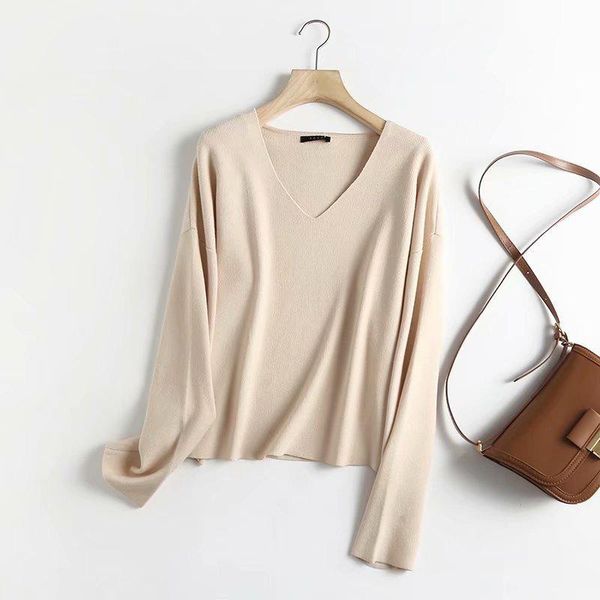 women's sweaters autumn knitted sweater women v neck fashion pullover loose solid warm knitwear casual pockets long sleeved pull femme, White;black
women's sweaters autumn knitted sweater women v neck fashion pullover loose solid warm knitwear casual pockets long sleeved pull femme, White;black