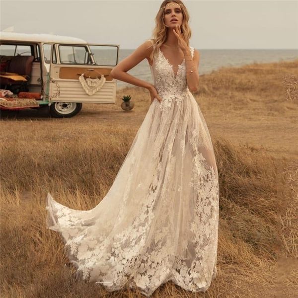 2021 new v neck boho wedding es country lace appliqued backless bridal gown sweep train robe de marie x52r, White
2021 new v neck boho wedding es country lace appliqued backless bridal gown sweep train robe de marie x52r, White