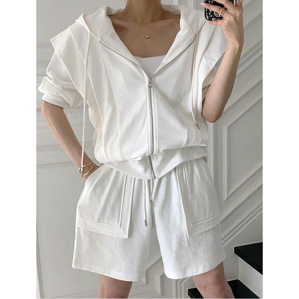 women's tracksuits casual short sleeve tracksuit women loose sports two piece set zipper hooded sweatshirt + high waist shorts sets 2 o, Gray
women's tracksuits casual short sleeve tracksuit women loose sports two piece set zipper hooded sweatshirt + high waist shorts sets 2 o, Gray