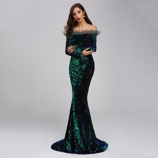 green/sier 2021 new long sleeve mermaid african prom es with feathers off the shoulder elegant black girls evening gala gowns 2p8l, White;pink
green/sier 2021 new long sleeve mermaid african prom es with feathers off the shoulder elegant black girls evening gala gowns 2p8l, White;pink