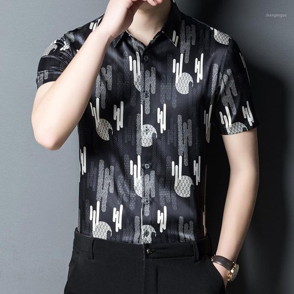 summer silk short sleeve shirt men's chinese fashion printed half dress shirts, White;black
summer silk short sleeve shirt men's chinese fashion printed half dress shirts, White;black