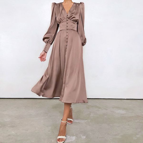casual dresses spring satin women's design sense lantern sleeve waist slimming european and american temperament slim xe3q, Black;gray
casual dresses spring satin women's design sense lantern sleeve waist slimming european and american temperament slim xe3q, Black;gray