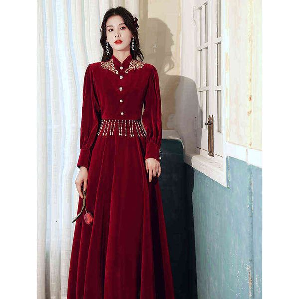 luxury party evening dress toast bride 2021 autumn and winter veet sleeved engagement can wear thickened long style at ordinary tim, Black
luxury party evening dress toast bride 2021 autumn and winter veet sleeved engagement can wear thickened long style at ordinary tim, Black