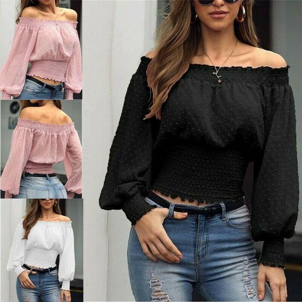women off shoulder crop ladies slash neck loose shirt summer lace solid blouses casual puff sleeve women elegant bandage, White
women off shoulder crop ladies slash neck loose shirt summer lace solid blouses casual puff sleeve women elegant bandage, White