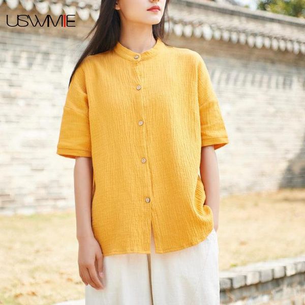 women's blouses & shirts 2021 summer womens art vintage comfortable short sleeve solid color single-breasted plus size loose comfort b, White
women's blouses & shirts 2021 summer womens art vintage comfortable short sleeve solid color single-breasted plus size loose comfort b, White