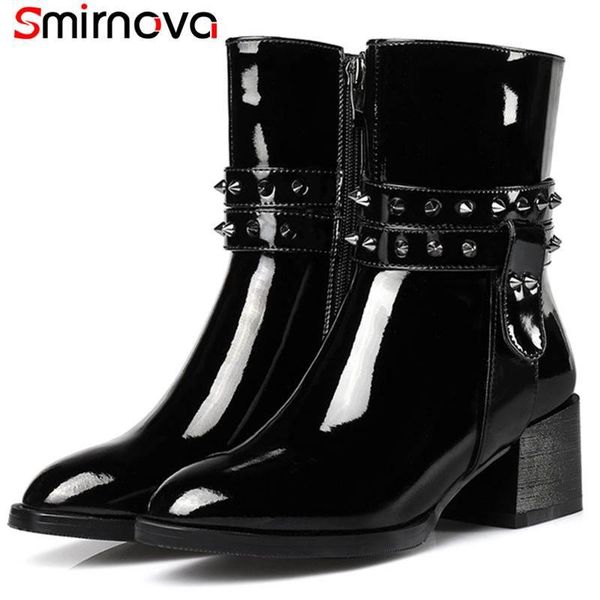 boots smirnova plus size 31-45 2021 fashion round toe ankle for women rivet patent leather zipper winter, Black
boots smirnova plus size 31-45 2021 fashion round toe ankle for women rivet patent leather zipper winter, Black