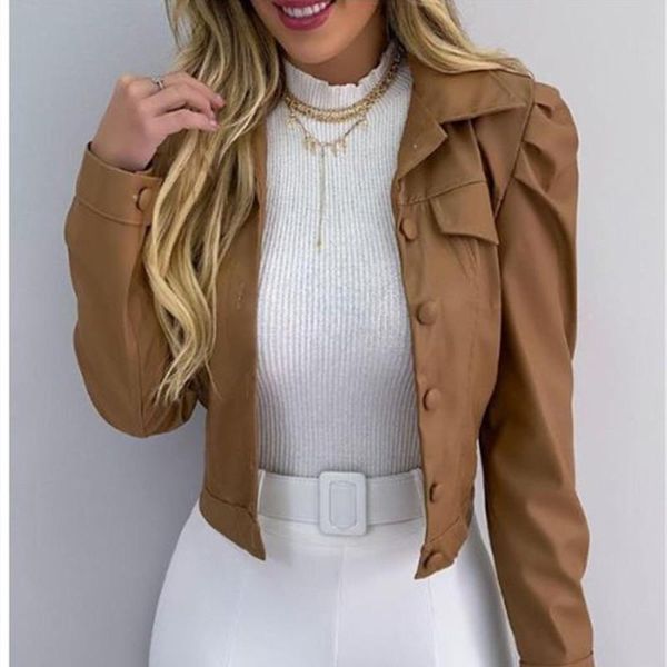 women's leather & faux autumn pu pleated women short jacket long sleeve turn-down collar single breasted female jackets solid casual la, Black
women's leather & faux autumn pu pleated women short jacket long sleeve turn-down collar single breasted female jackets solid casual la, Black