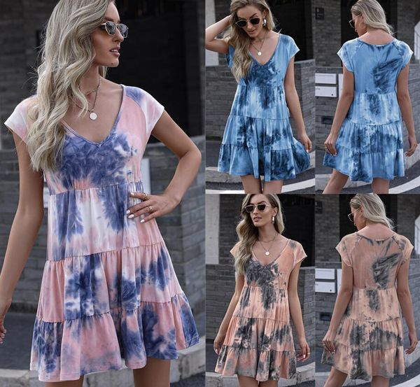 cute dress tie dye female short sleeve summer v neck dresses younge ladies beach style mini dress, Black;gray
cute dress tie dye female short sleeve summer v neck dresses younge ladies beach style mini dress, Black;gray