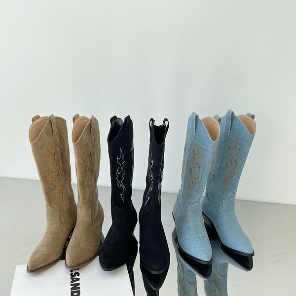 boots big size 41 women pointed toe western 5 colors flock/pu leather slip on knee high side zipper embroidery design, Black
boots big size 41 women pointed toe western 5 colors flock/pu leather slip on knee high side zipper embroidery design, Black