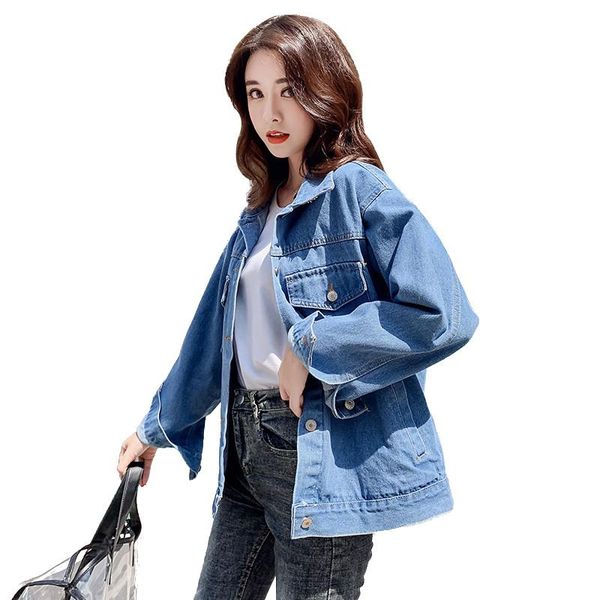 women's jackets 2021 autumn solid turn-down collar jean jacket for women loose casual blue fashionable coats female outwear denim femin, Black;brown
women's jackets 2021 autumn solid turn-down collar jean jacket for women loose casual blue fashionable coats female outwear denim femin, Black;brown