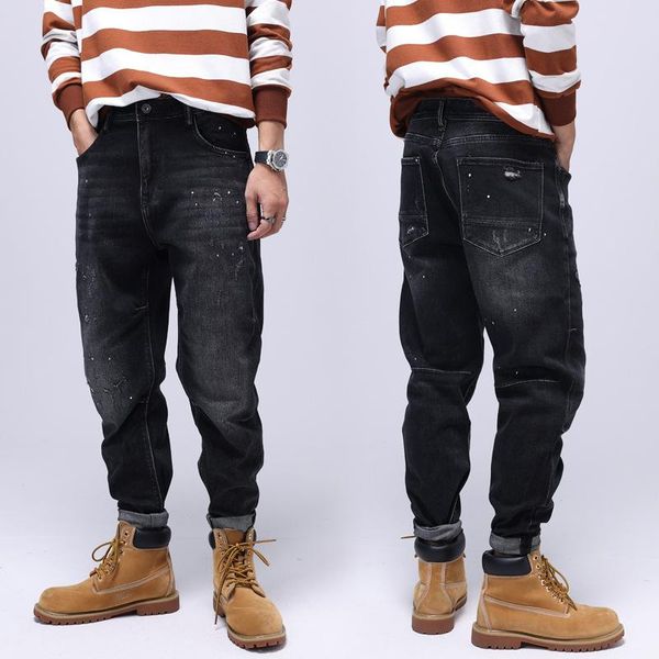 men's jeans american street fashion men black elastic loose fit ripped spliced designer splashed wide leg baggy denim pants, Blue
men's jeans american street fashion men black elastic loose fit ripped spliced designer splashed wide leg baggy denim pants, Blue