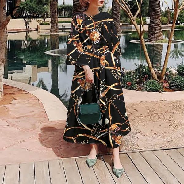 casual dresses celmia fashion flare sleeve bandage dress women chain printed maxi elegant office lady 3/4 long vestidos, Black;gray
casual dresses celmia fashion flare sleeve bandage dress women chain printed maxi elegant office lady 3/4 long vestidos, Black;gray