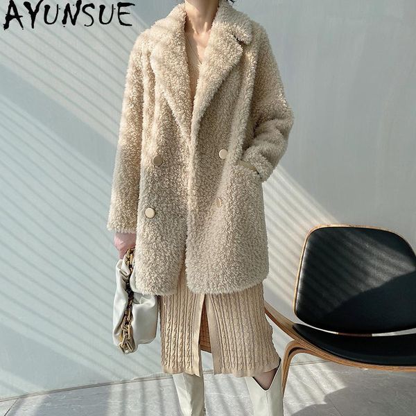women's fur & faux ayunsue 100% real sheep shearling coat women winter 2021 casual coats female korean elegant jackets jaqueta feminina, Black
women's fur & faux ayunsue 100% real sheep shearling coat women winter 2021 casual coats female korean elegant jackets jaqueta feminina, Black