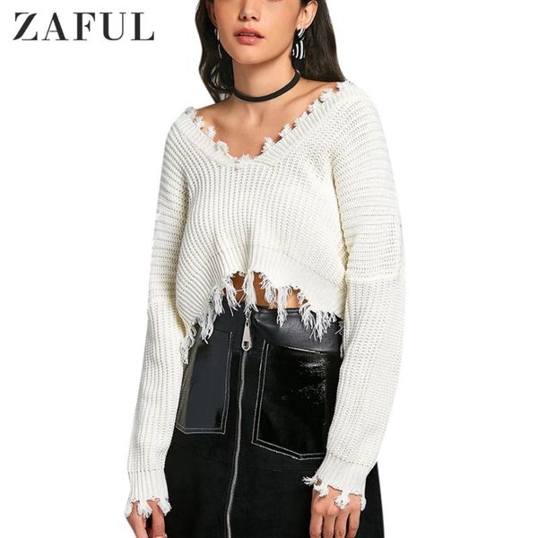 women's sweaters zaful frayed cropped sweater women long sleeve v-neck pullover autumn winter casual knit jumper ladies loose oversized, White;black
women's sweaters zaful frayed cropped sweater women long sleeve v-neck pullover autumn winter casual knit jumper ladies loose oversized, White;black