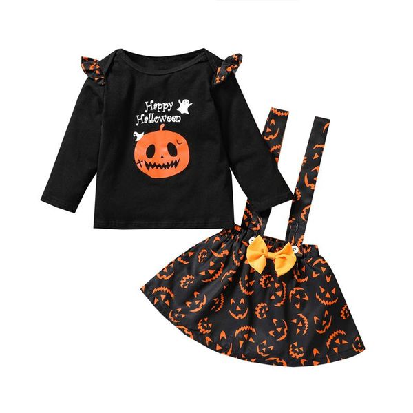 clothing sets little girls halloween pumpkin print clothes set, letter long sleeve o-neck t-shirt+suspender skirt with bow-knot 1-4years, White
clothing sets little girls halloween pumpkin print clothes set, letter long sleeve o-neck t-shirt+suspender skirt with bow-knot 1-4years, White