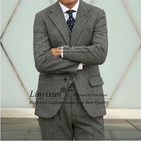 men's suits & blazers vintage herringbone tweed mens slim fit winter male formal business blazer 3 pieces jacket vest pants set costume, White;black
men's suits & blazers vintage herringbone tweed mens slim fit winter male formal business blazer 3 pieces jacket vest pants set costume, White;black