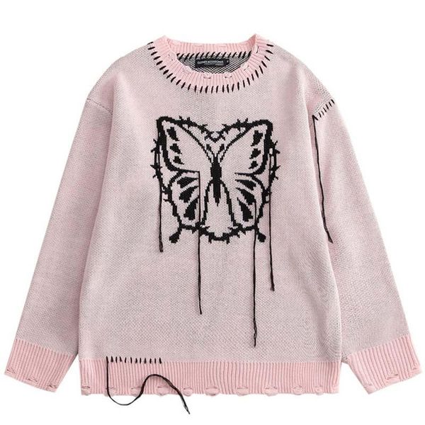 men's sweaters mens butterfly pattern knitted loose streetwear winter hiphop casual vintage oversize pullover couple sweater, White;black
men's sweaters mens butterfly pattern knitted loose streetwear winter hiphop casual vintage oversize pullover couple sweater, White;black