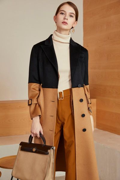 women's wool & blends double sided cashmere coat 2021 autumn and winter mid long fit color matching yang m same 515, Black
women's wool & blends double sided cashmere coat 2021 autumn and winter mid long fit color matching yang m same 515, Black