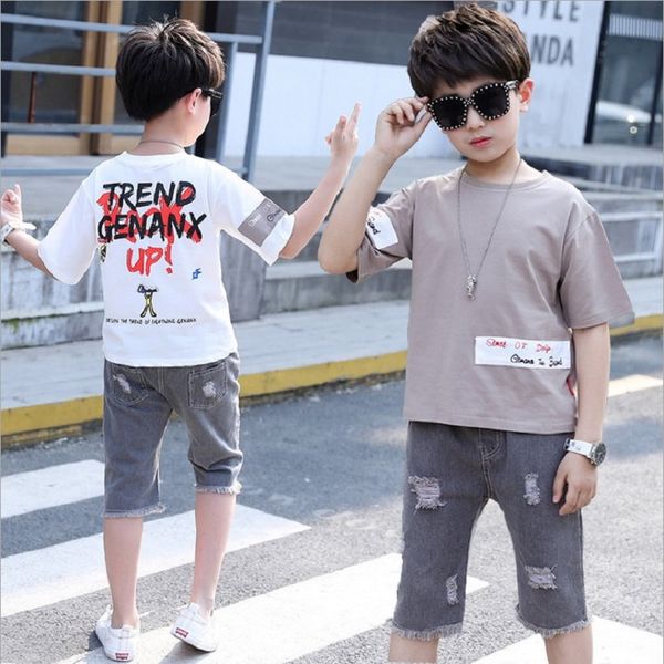 children clothing summer boys sets cotton t-shirt +denim shorts 2pcs sets for boys fashion suit for boys teenage clothing sets, White
children clothing summer boys sets cotton t-shirt +denim shorts 2pcs sets for boys fashion suit for boys teenage clothing sets, White
