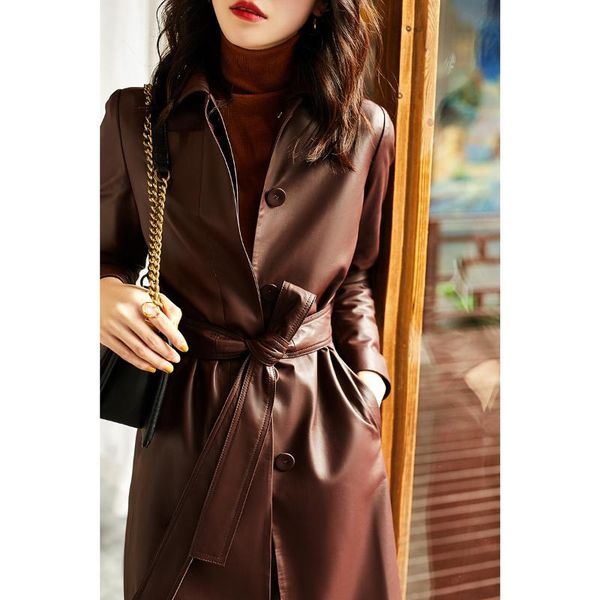 women's leather & faux 2021 haining non coated sheepskin coat autumn and winter fashion long slim temperament windbreaker, Black
women's leather & faux 2021 haining non coated sheepskin coat autumn and winter fashion long slim temperament windbreaker, Black