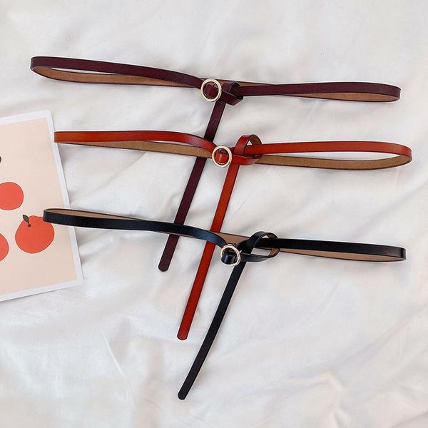 belts designer women's genuine leather thin belt knotted for female dress round buckle decorative cowhide strap, Black;brown
belts designer women's genuine leather thin belt knotted for female dress round buckle decorative cowhide strap, Black;brown