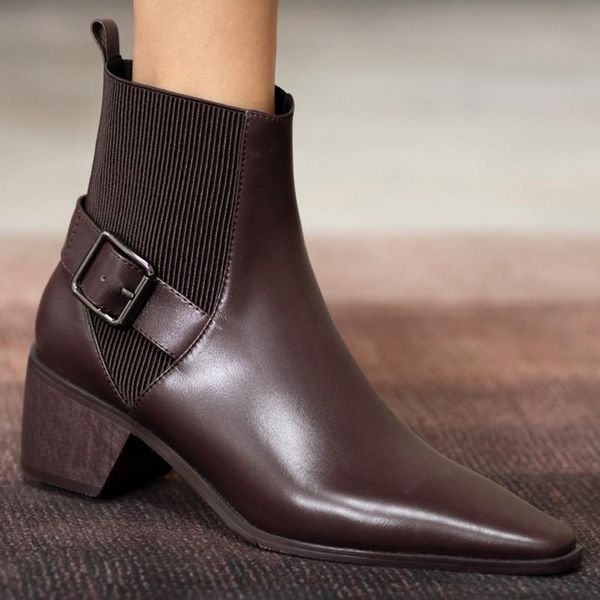 boots women's genuine leather stretch knit pathcowrk slip-on thick med heel poitned toe autumn ankle metal buckle short shoes, Black
boots women's genuine leather stretch knit pathcowrk slip-on thick med heel poitned toe autumn ankle metal buckle short shoes, Black