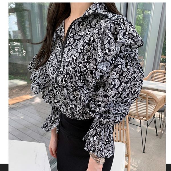 2021 new women floral print oversized summer elegant chiffon blouse bow neckline ruffles sleeve shirt chic blusas mujer camisas 7883, White
2021 new women floral print oversized summer elegant chiffon blouse bow neckline ruffles sleeve shirt chic blusas mujer camisas 7883, White