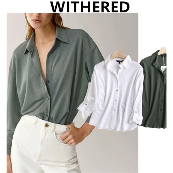 women's blouses & shirts withered england style simple solid roll up sleeve loose blouse women blusas mujer de moda 2021 shirt and, White
women's blouses & shirts withered england style simple solid roll up sleeve loose blouse women blusas mujer de moda 2021 shirt and, White