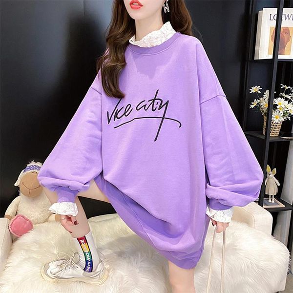 women's hoodies & sweatshirts #5567 autumn 2021 letters printed sweatshirt women o neck loose spliced lace false two piece long lantern, Black
women's hoodies & sweatshirts #5567 autumn 2021 letters printed sweatshirt women o neck loose spliced lace false two piece long lantern, Black