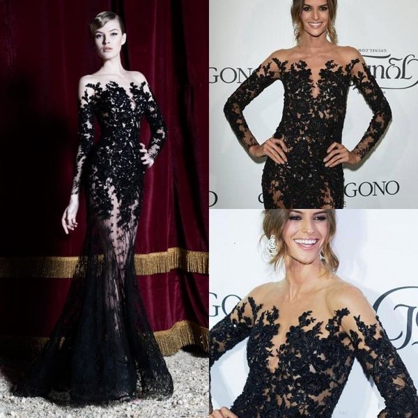 2021 new evening sleeves black lace sheer mermaid prom party gowns long special occasion dubai arabic es jtm0, Black;red
2021 new evening sleeves black lace sheer mermaid prom party gowns long special occasion dubai arabic es jtm0, Black;red