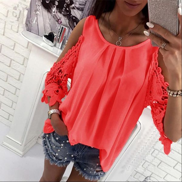 fashion lace holow out design shirt summer women off shoulder solid color casual loose o neck blouse shirt top, White
fashion lace holow out design shirt summer women off shoulder solid color casual loose o neck blouse shirt top, White