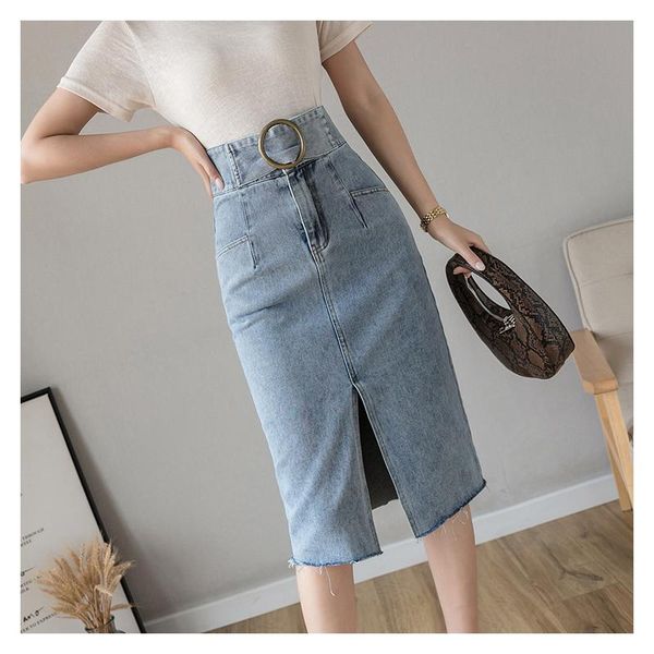 skirts spring summer 2021 solid denim high waist ring buckle slim pencil midi skirt front split street jeans, Black
skirts spring summer 2021 solid denim high waist ring buckle slim pencil midi skirt front split street jeans, Black