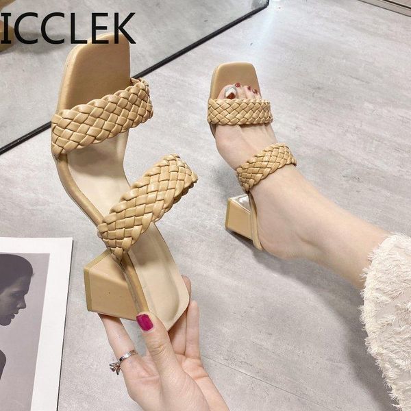 sandals 2021 summer high heels square head weave women's solid color office women slippers zapatos de mujer, Black
sandals 2021 summer high heels square head weave women's solid color office women slippers zapatos de mujer, Black