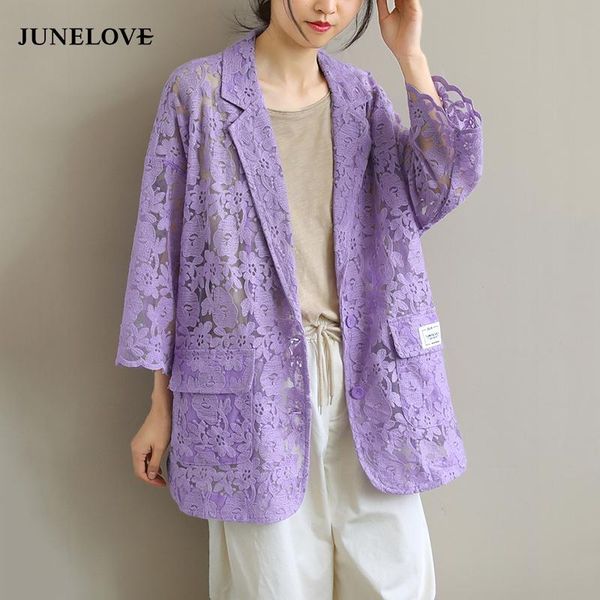 women's suits & blazers junelove summer 2021 british fashion women floral lace blazer ladies multicolor embroidery all-match casual thi, White;black
women's suits & blazers junelove summer 2021 british fashion women floral lace blazer ladies multicolor embroidery all-match casual thi, White;black