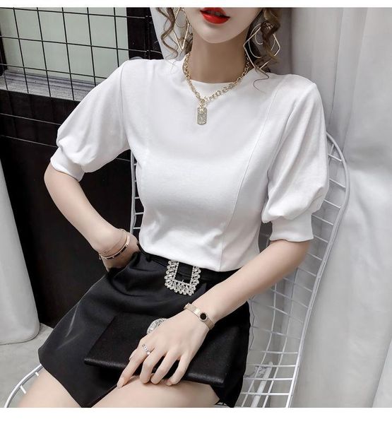 women's t-shirt fashion women 2021 summer t shirt puff short sleeve plus size korean thin ladies basic tshirt cotton tees femme pd138, White
women's t-shirt fashion women 2021 summer t shirt puff short sleeve plus size korean thin ladies basic tshirt cotton tees femme pd138, White