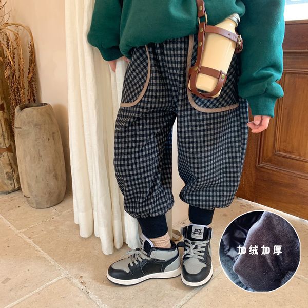 winter pants girl korean elastic waist loose plaid harem pants full length cotton kids clothes keep warm, Blue
winter pants girl korean elastic waist loose plaid harem pants full length cotton kids clothes keep warm, Blue