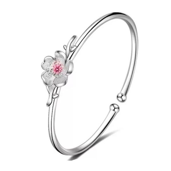 new sterling silver plate cuff bangle bracelet sweet crystal cherry blossom plum flower jewelry for women valentine's day gift, Black
new sterling silver plate cuff bangle bracelet sweet crystal cherry blossom plum flower jewelry for women valentine's day gift, Black