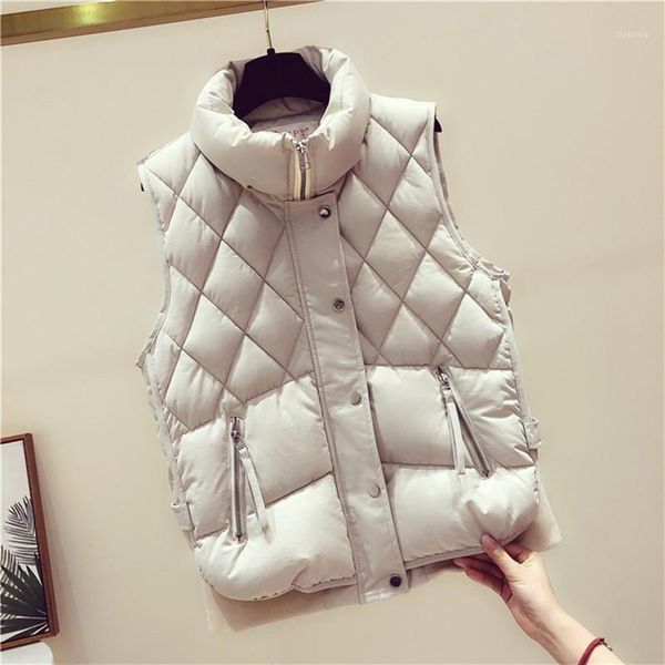 women vest jacket 2021 autumn winter vintage korean stand-up collar sleeveless quilted pocket casual solid waistcoat ladies coat, Black;white
women vest jacket 2021 autumn winter vintage korean stand-up collar sleeveless quilted pocket casual solid waistcoat ladies coat, Black;white