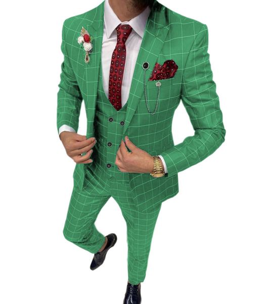 men's suits & blazers green menswear 3-piece plaid slim fit men's wedding groom tweed wool (coat + pants vest), White;black
men's suits & blazers green menswear 3-piece plaid slim fit men's wedding groom tweed wool (coat + pants vest), White;black