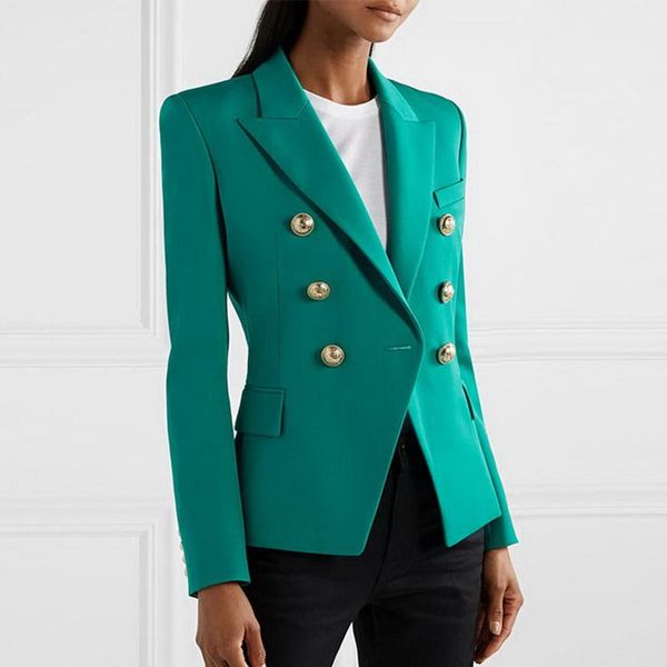 high street 2021 new fashion designer blazer women's classic double breasted lion buttons slim fitting blazer jacket, White;black
high street 2021 new fashion designer blazer women's classic double breasted lion buttons slim fitting blazer jacket, White;black