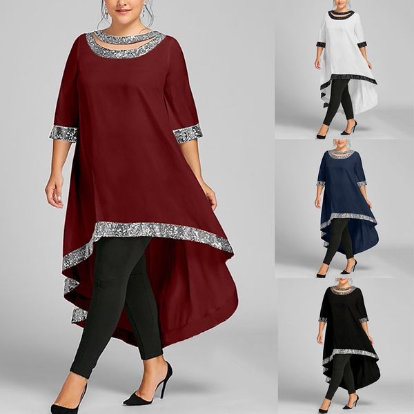 women's dress spring autumn plus size 5xl loose o-neck print half sleeve sequined silk trim high low party knee-length dress, Black;gray
women's dress spring autumn plus size 5xl loose o-neck print half sleeve sequined silk trim high low party knee-length dress, Black;gray