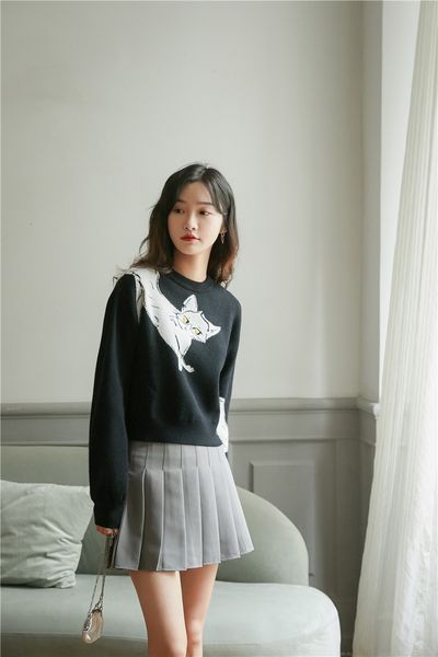 2021 new black cat cartoon and pullovers winter knitted sweater women casual jumper fashion clothing b6wv, White;black
2021 new black cat cartoon and pullovers winter knitted sweater women casual jumper fashion clothing b6wv, White;black