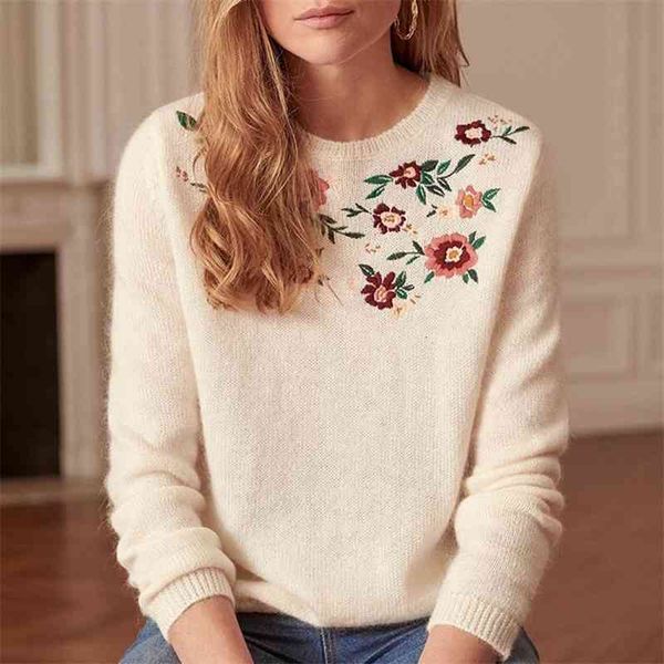 women's sweaters floral embroidred sweater women spring autumn mohair o neck long sleeve chic pullover knitted vintage jumper offi, White;black
women's sweaters floral embroidred sweater women spring autumn mohair o neck long sleeve chic pullover knitted vintage jumper offi, White;black