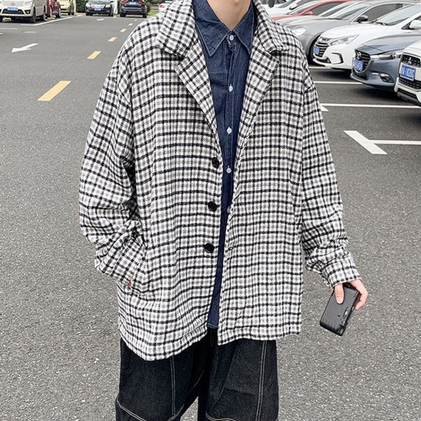 2021 new autumn plaid men's fashion retro casual jacket men streetwear wild loose korean short woolen coat mens m-2xl alnz, Black
2021 new autumn plaid men's fashion retro casual jacket men streetwear wild loose korean short woolen coat mens m-2xl alnz, Black