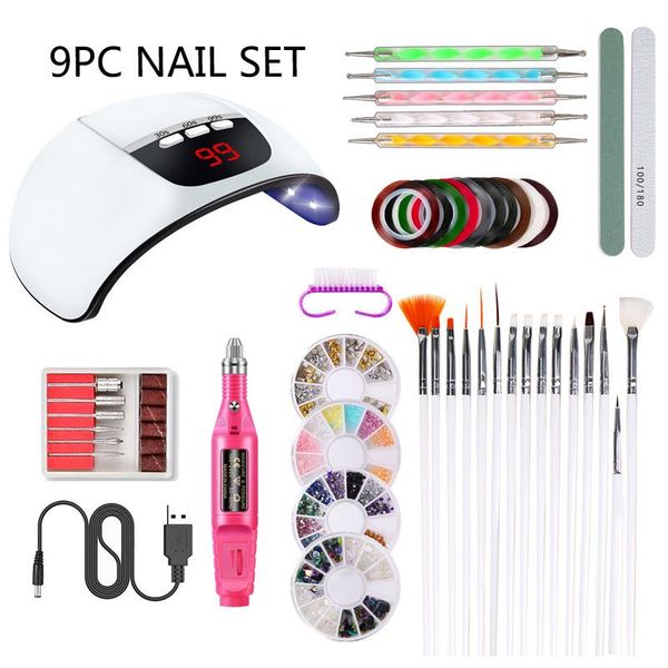 nail art kits 9pc gel polish set manicure tool uv lamp drill grinder file color bursh pen gold silver thread decoration
nail art kits 9pc gel polish set manicure tool uv lamp drill grinder file color bursh pen gold silver thread decoration