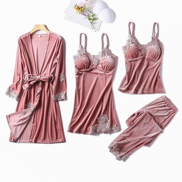 women's sleepwear autumn 4pcs robe set women kimono gown velvet nightgown velour homewear home clothes intimate lingerie, Black;red
women's sleepwear autumn 4pcs robe set women kimono gown velvet nightgown velour homewear home clothes intimate lingerie, Black;red