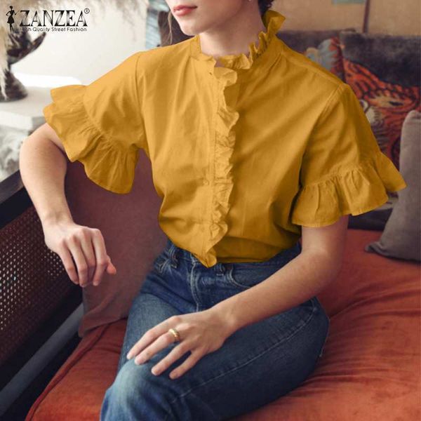 zanzea 2021 summer retro blouse office lady lace up ruffle blusa casual short sleeve shirt womens new fashion solid oversize ga33, White;black
zanzea 2021 summer retro blouse office lady lace up ruffle blusa casual short sleeve shirt womens new fashion solid oversize ga33, White;black