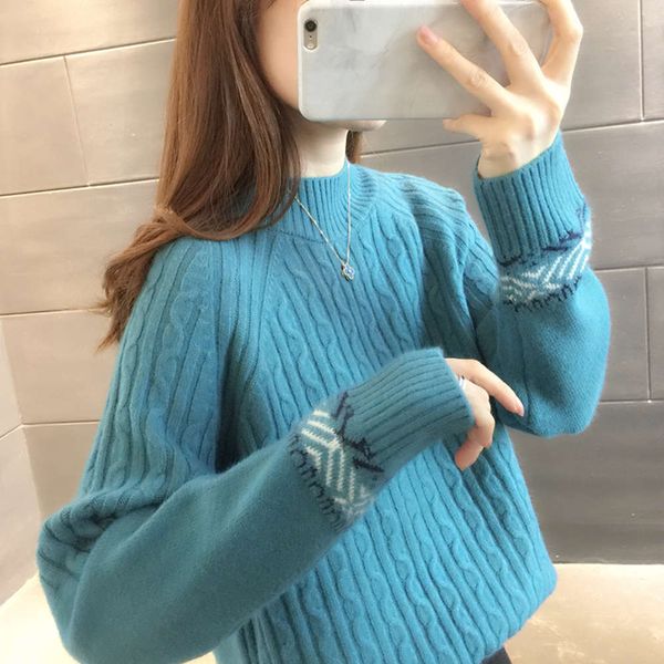 autumn 2021 new western style semi turtleneck sweater women's winter thickened base shirt loose and lazy knitting, White;black
autumn 2021 new western style semi turtleneck sweater women's winter thickened base shirt loose and lazy knitting, White;black