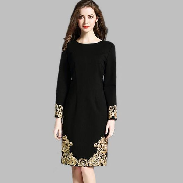 casual dresses 2021 spring plus size black dress women runway gold embroidery long sleeve elegant midi party vestidos df401, Black;gray
casual dresses 2021 spring plus size black dress women runway gold embroidery long sleeve elegant midi party vestidos df401, Black;gray