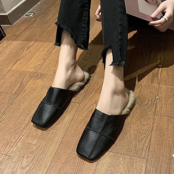 slippers women's autumn and winter korean style simple square toe low-heel flat shoes half drag mules woman, Black
slippers women's autumn and winter korean style simple square toe low-heel flat shoes half drag mules woman, Black
